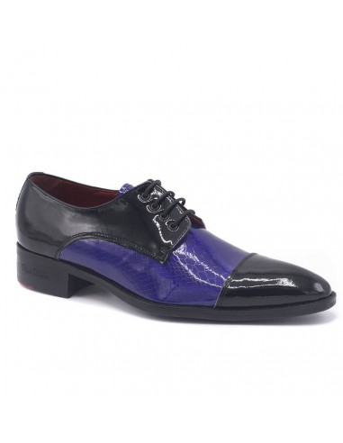 Chaussures homme cuir verni noir et bleu