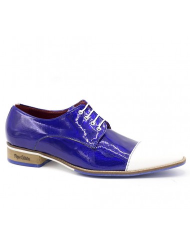 Chaussures homme bleues en cuir verni...