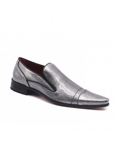 Mocassins homme cuir verni gris acier...