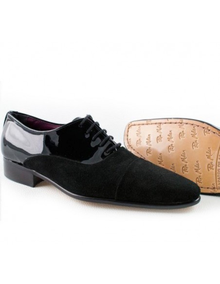 Chaussure ville homme daim et verni noir