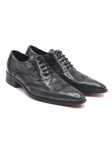 Chaussures Brogue cuir croco anthracite