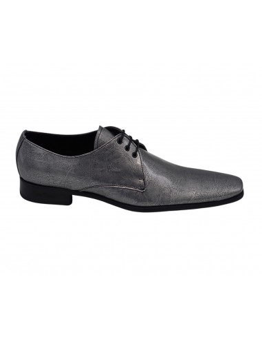Chaussures homme cuir gris argent