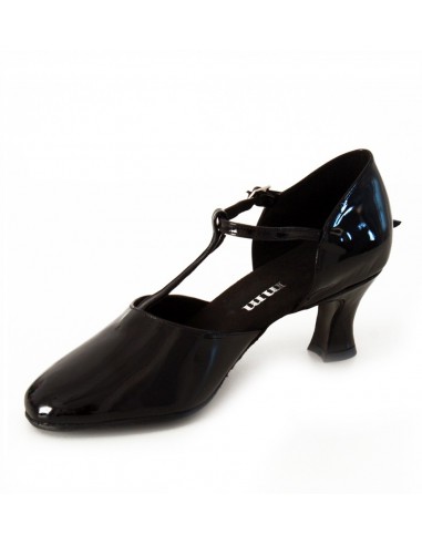 Chaussures confort cuir verni noir femme