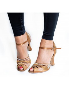 Chaussures de salsa tan strass